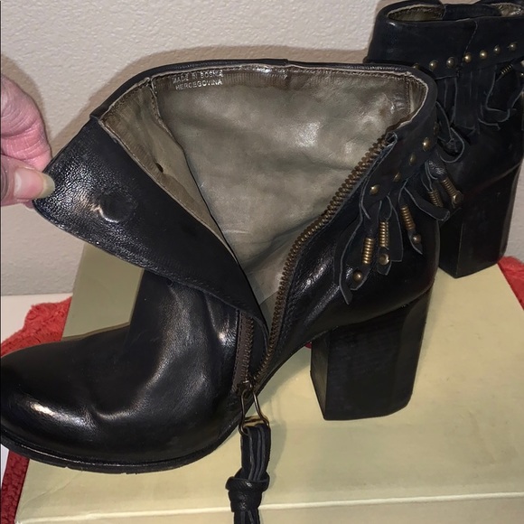 A.S. 98 Black Soho Fringe Booties Boots 38 - Picture 9 of 13